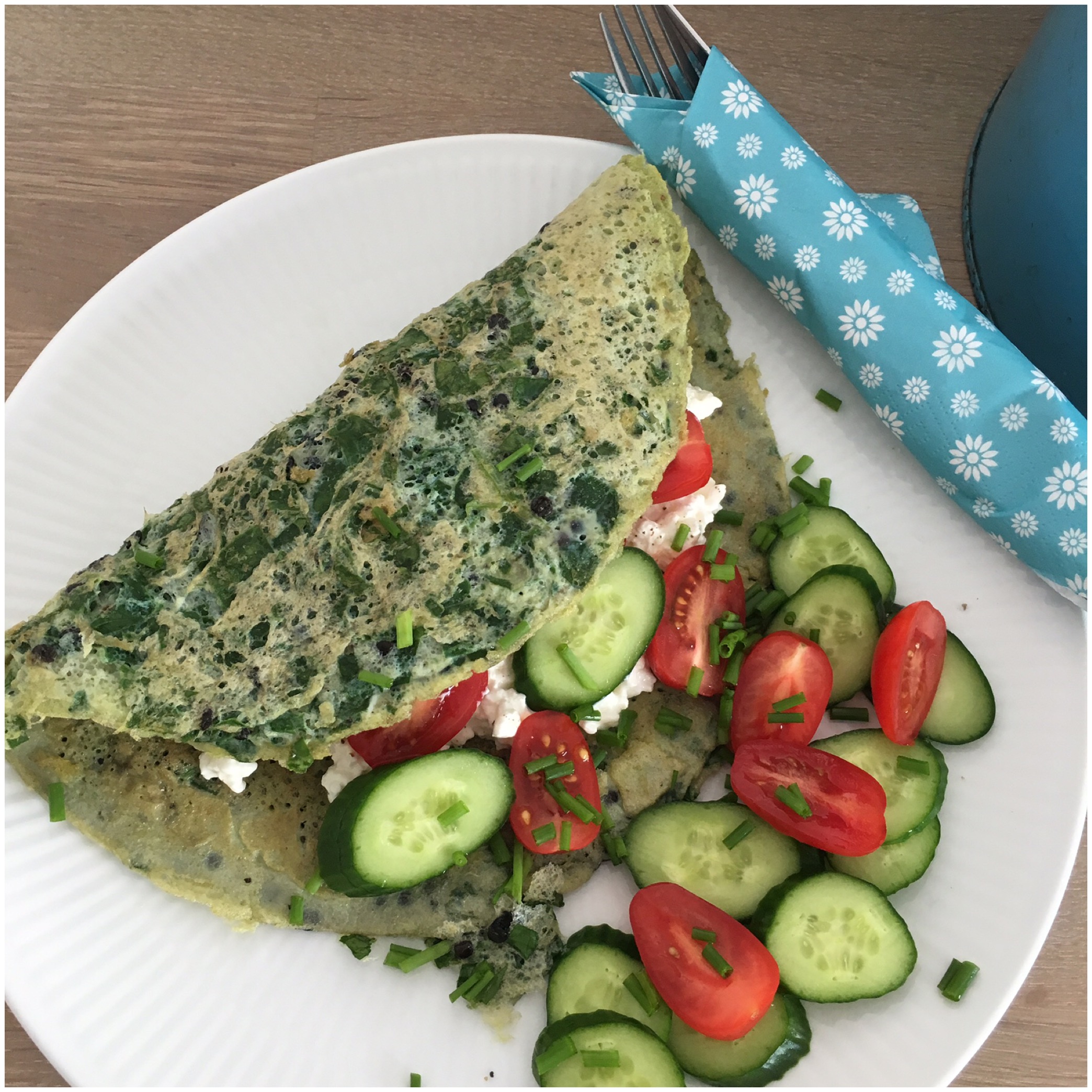 Omelet med spinat og linser