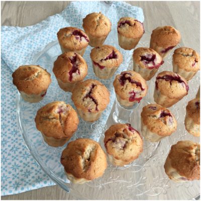 Små hindbærmuffins