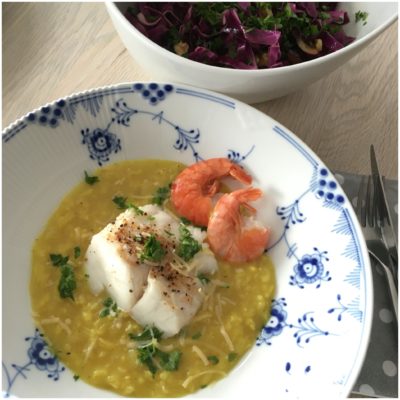 Risotto i hvidvin med torskefilet